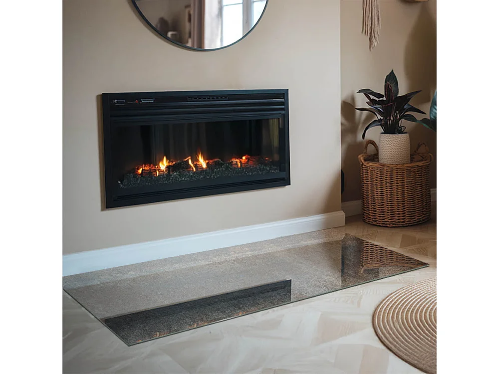 Glasplatte zum Schutz vor Funkenflug, Kaminauflage - Rechteck - 140x70 - Abstraktes Strukturmuster