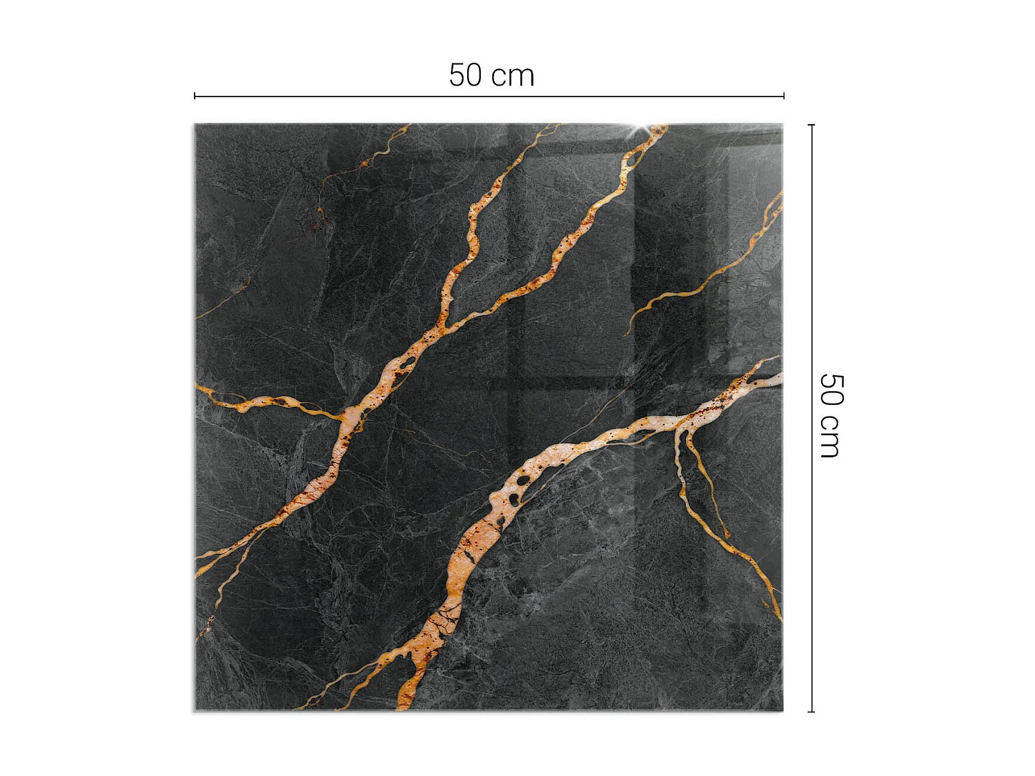 Plaque de sol en verre pour poêle - Carré - 50x50 - Marbre élégant avec des veines