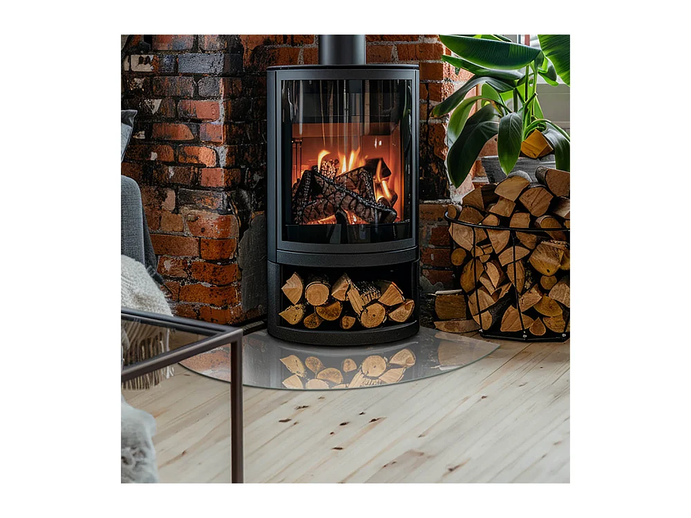 Plaque de sol en verre pour poêle - Un quart - 1/4 100x100 - Couleur Gris