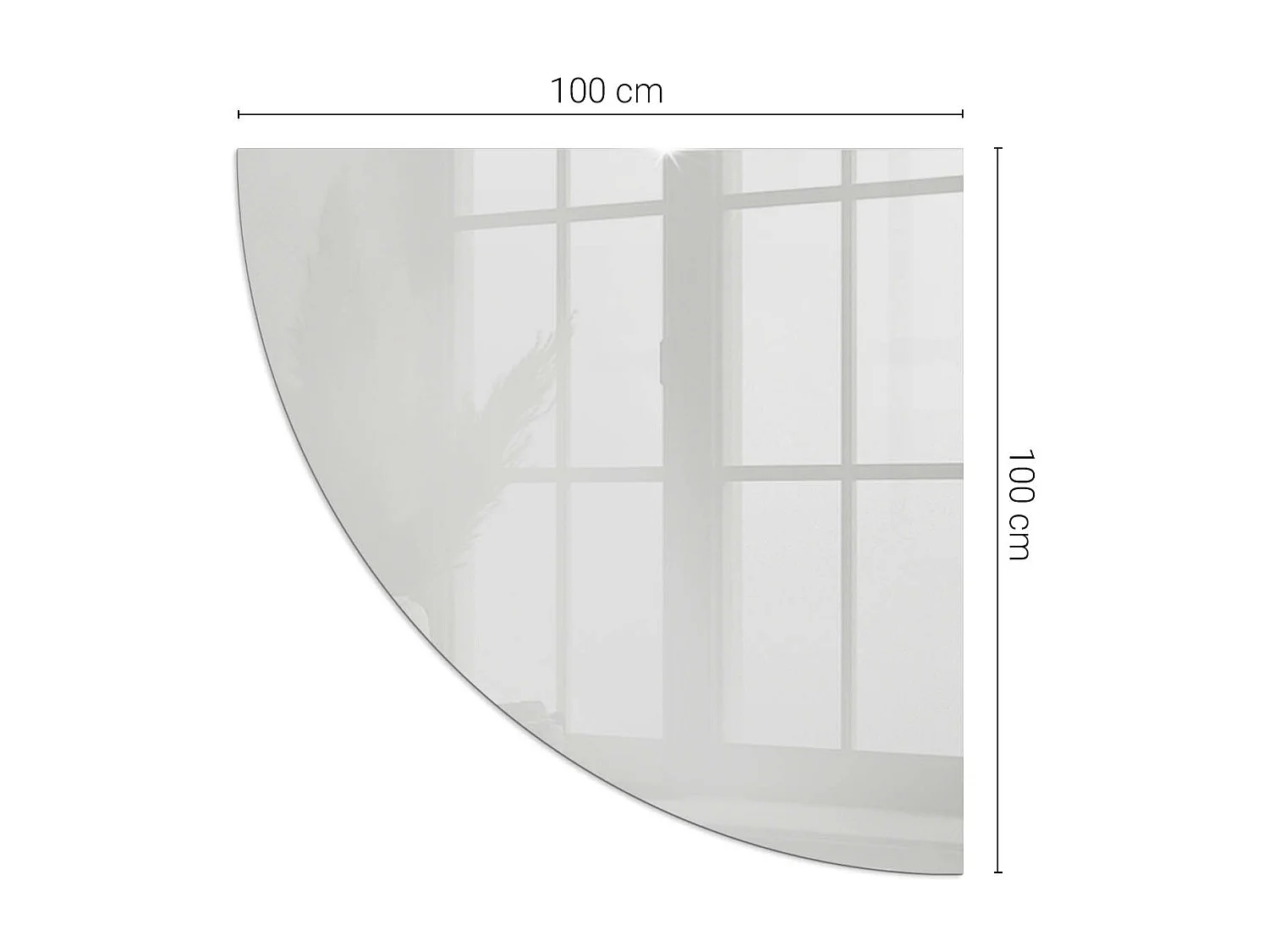 Glasplatte zum Schutz vor Funkenflug, Kaminauflage - Ein Viertel - 1/4 100x100 - Farbe Grau