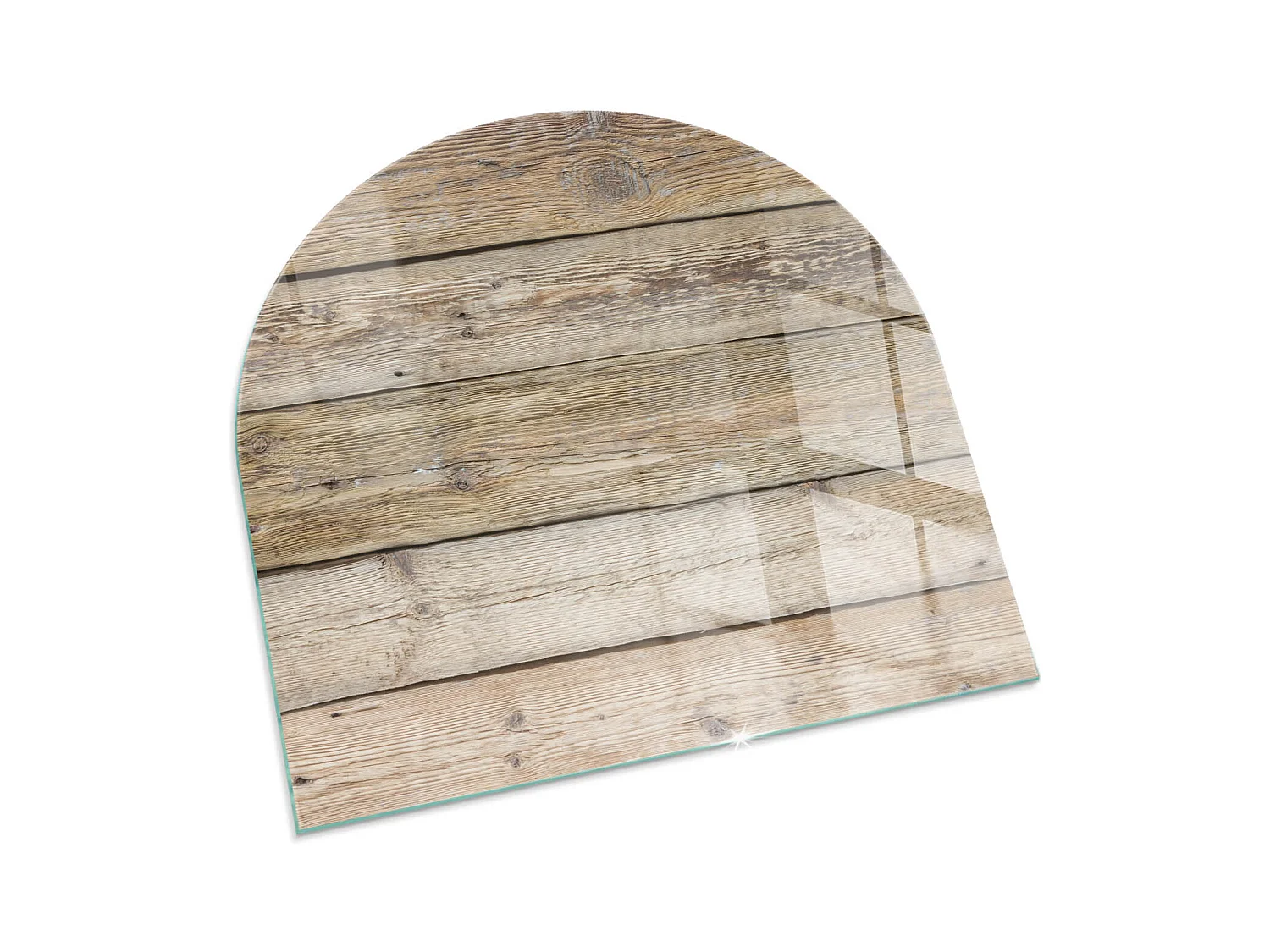 Plaque de sol en verre pour poêle - semi-circulaire - 100x100 - Une boîte avec du bois coupé