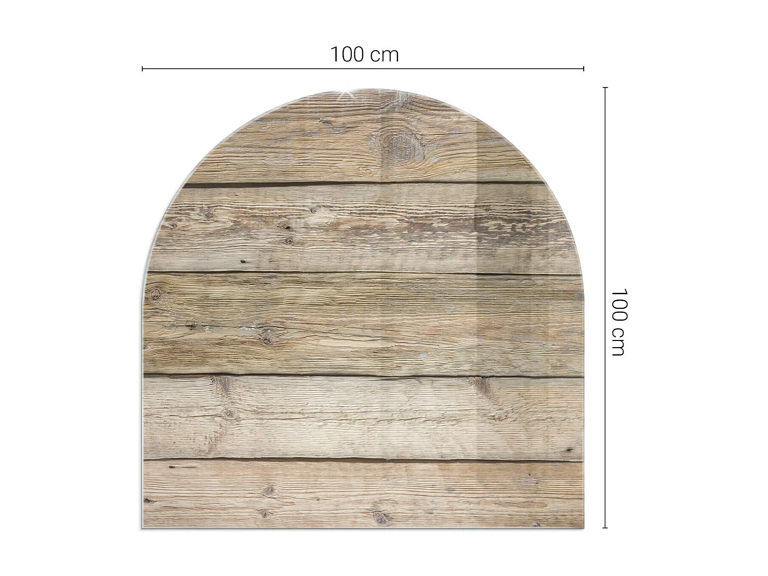 Glasplatte zum Schutz vor Funkenflug, Kaminauflage - halbrund - 100x100 - Eine Kiste mit geschnittenem Holz