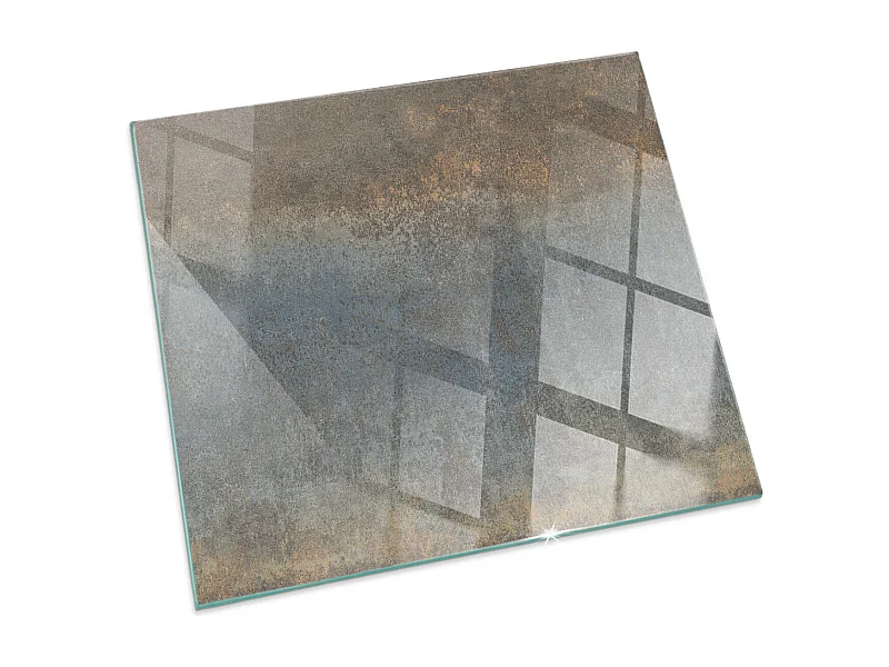 Plaque de sol en verre pour poêle - Carré - 60x60 - Modèle texturé abstrait