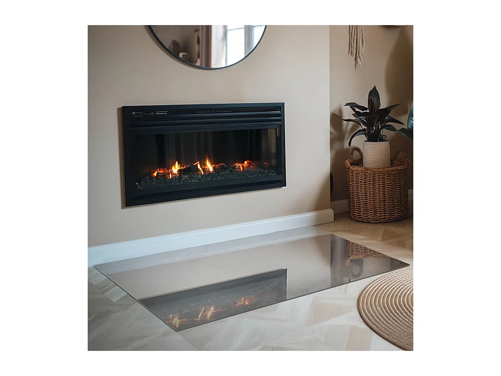 Vloerplaat voor houtkachel, onder open haard - Rechthoek - 120x80 - Betontextuur met ingang