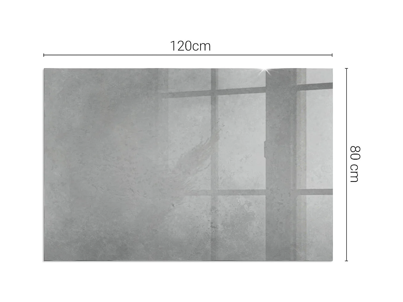 Vloerplaat voor houtkachel, onder open haard - Rechthoek - 120x80 - Betontextuur met ingang