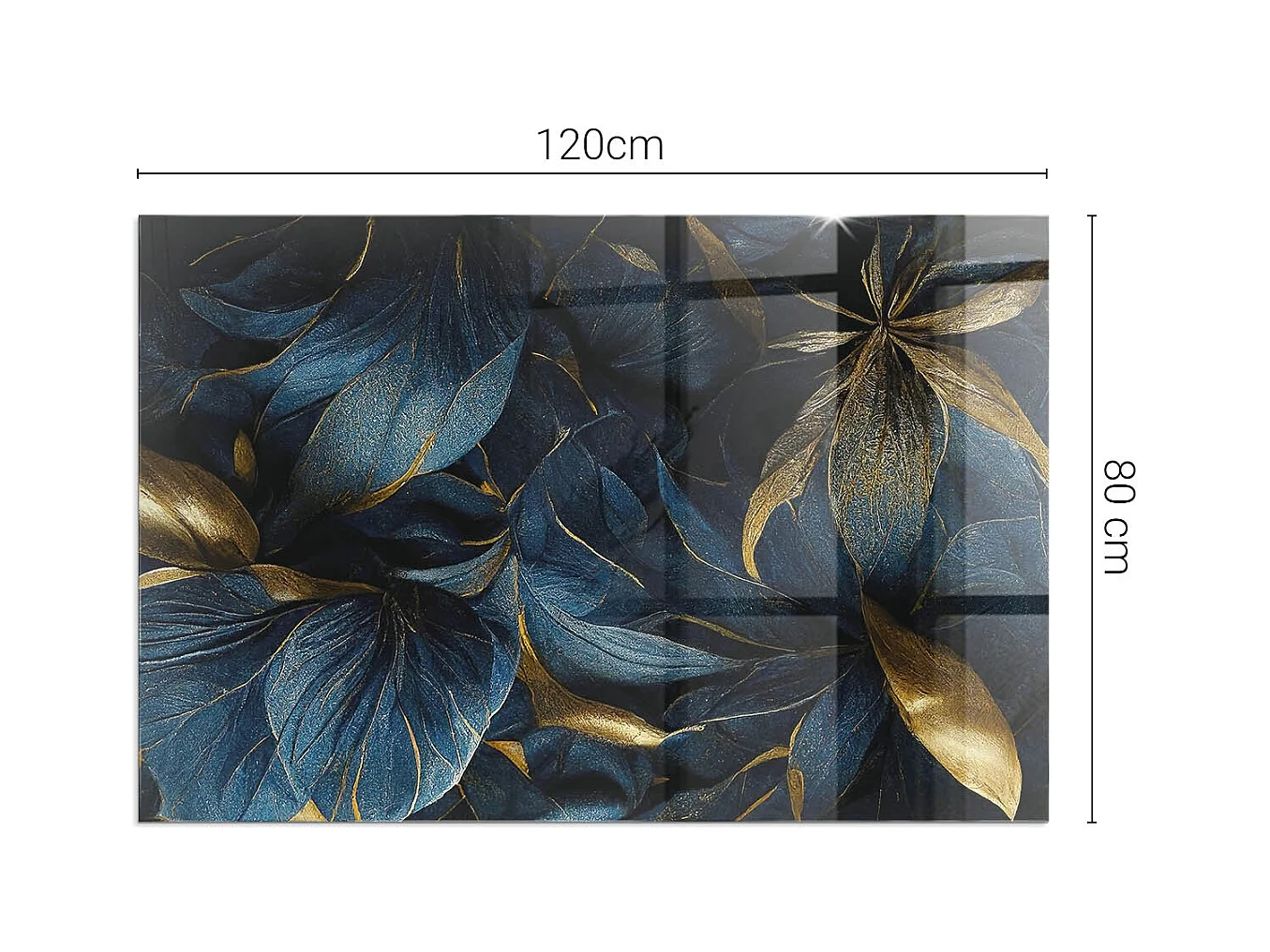 Glasplatte zum Schutz vor Funkenflug, Kaminauflage - Rechteck - 120x80 - Elegante Blätter in der Textur