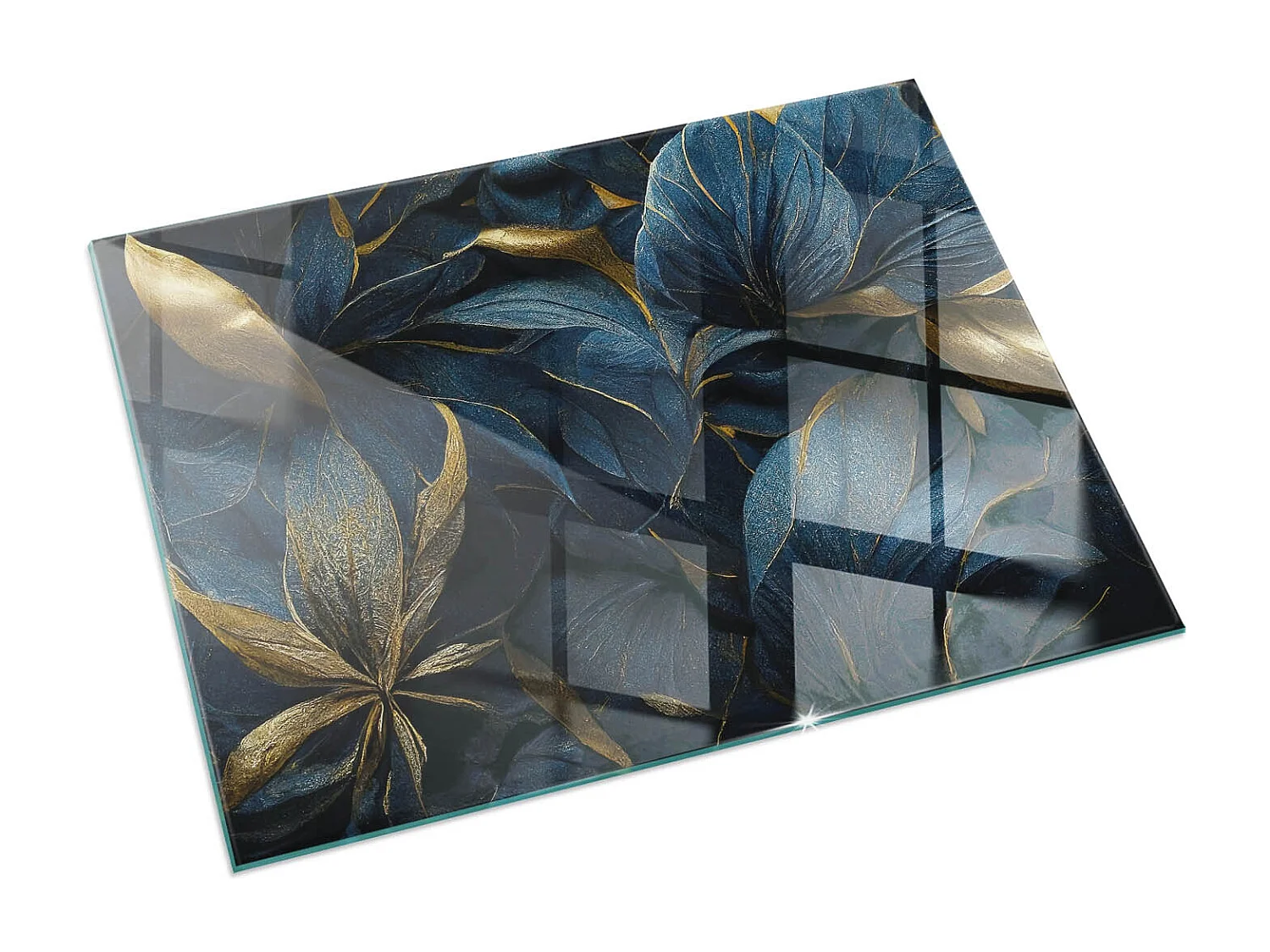 Plaque de sol en verre pour poêle - Rectangle - 120x80 - Feuilles élégantes en texture