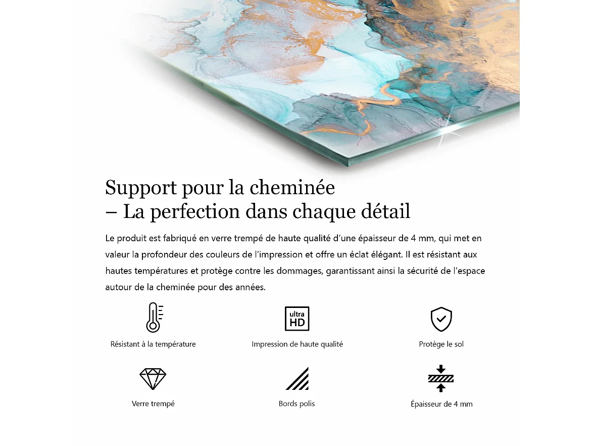 Plaque de sol en verre pour poêle - Rectangle - 120x80 - Feuilles élégantes en texture