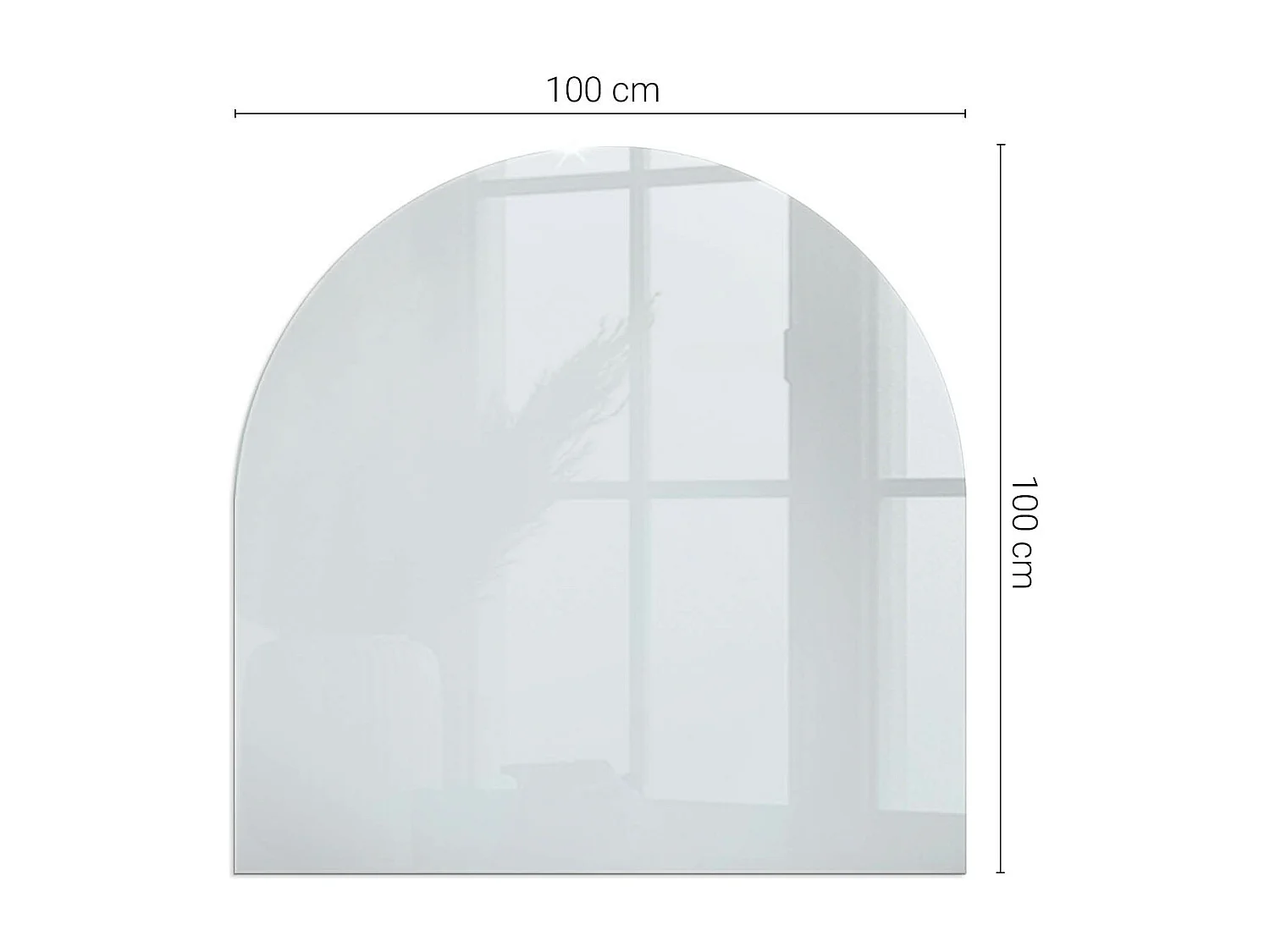 Glasplatte zum Schutz vor Funkenflug, Kaminauflage - halbrund - 100x100 - Farbe Grau