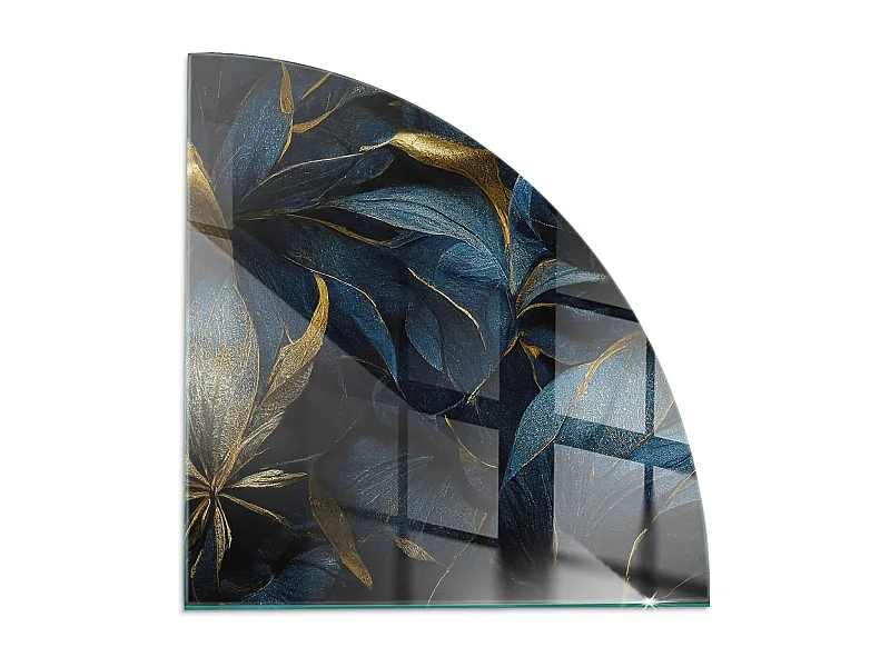 Plaque de sol en verre pour poêle - Un quart - 1/4 100x100 - Feuilles élégantes en texture