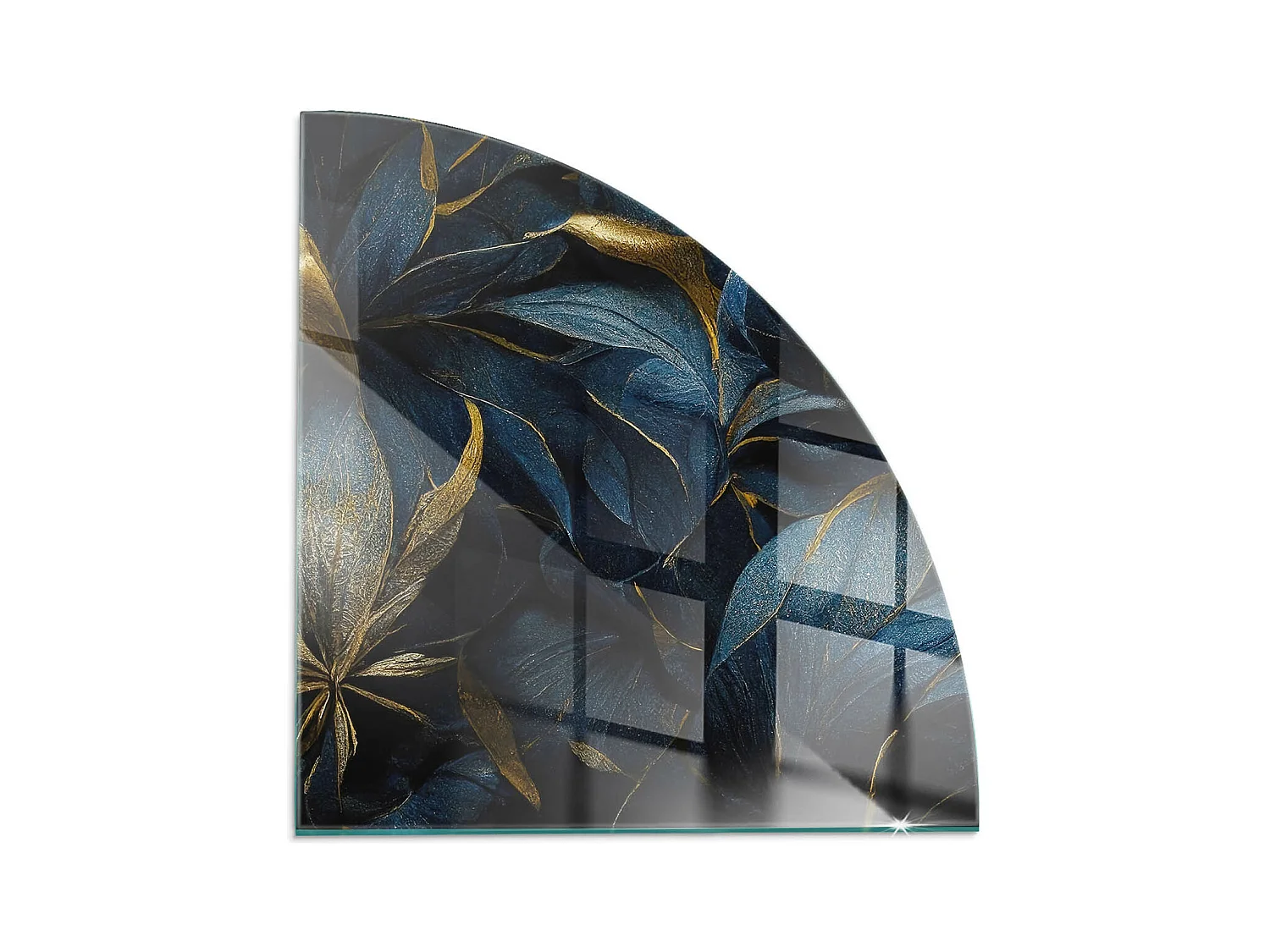 Glasplatte zum Schutz vor Funkenflug, Kaminauflage - Ein Viertel - 1/4 100x100 - Elegante Blätter in der Textur