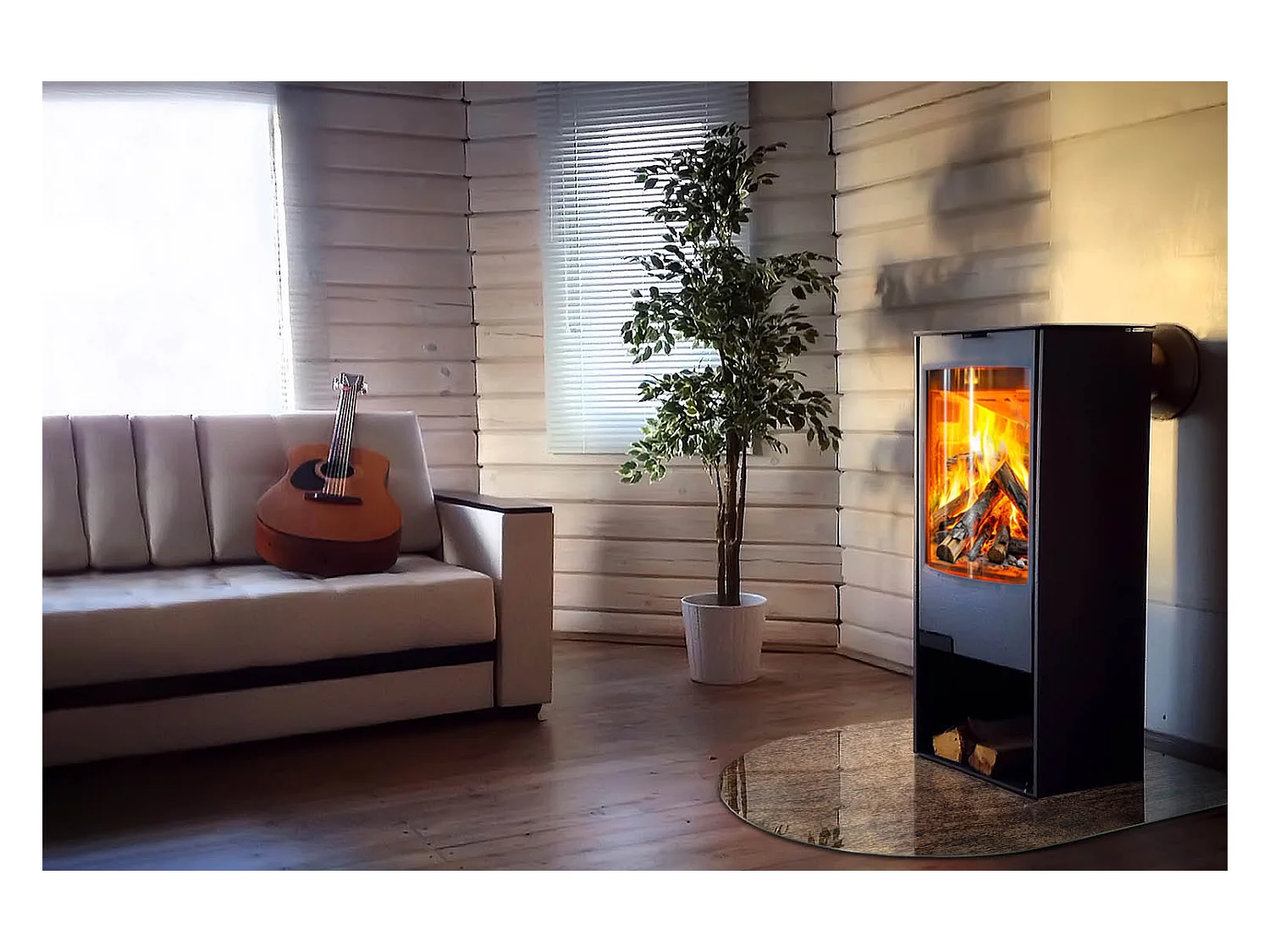 Glasplatte zum Schutz vor Funkenflug, Kaminauflage - halbrund - 100x100 - Abstraktes Marmormuster