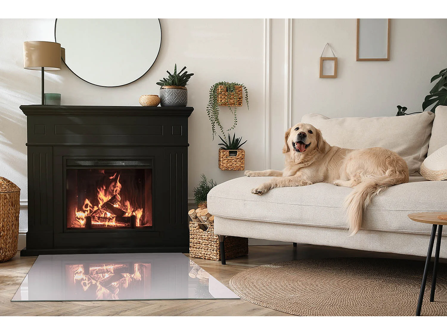 Glasplatte zum Schutz vor Funkenflug, Kaminauflage - Rechteck - 100x70 - Farbe Hellviolett