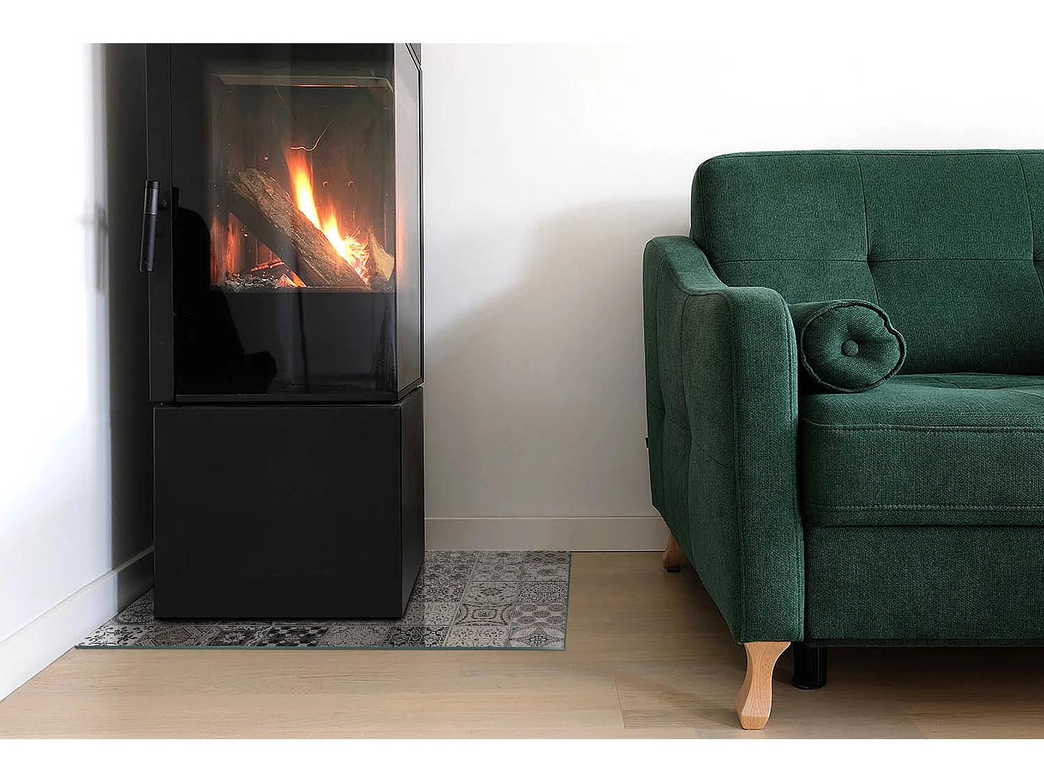 Vloerplaat voor houtkachel, onder open haard - Rechthoek - 60X40 - Decoratieve tegelpatronen