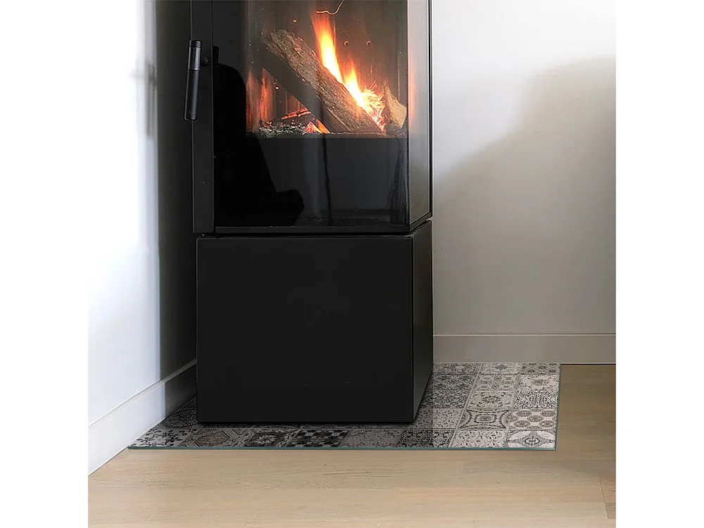 Vloerplaat voor houtkachel, onder open haard - Rechthoek - 60X40 - Decoratieve tegelpatronen