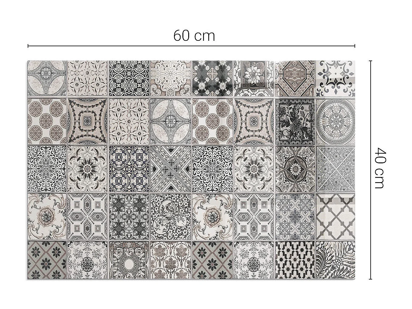 Vloerplaat voor houtkachel, onder open haard - Rechthoek - 60X40 - Decoratieve tegelpatronen