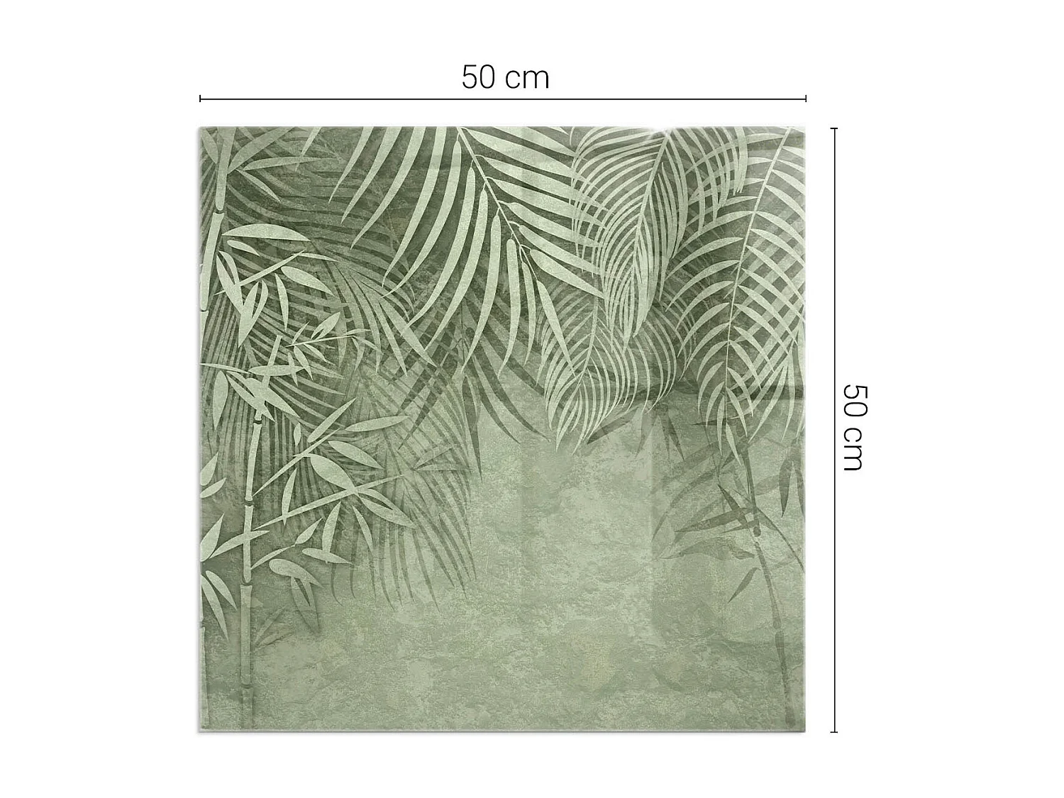 Vloerplaat voor houtkachel, onder open haard - Vierkant - 50x50 - Tropische bladeren op de achtergrond