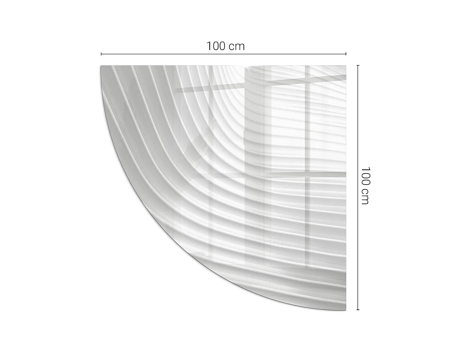 Plaque de sol en verre pour poêle - Un quart - 1/4 100x100 - Des vagues de lignes délicates