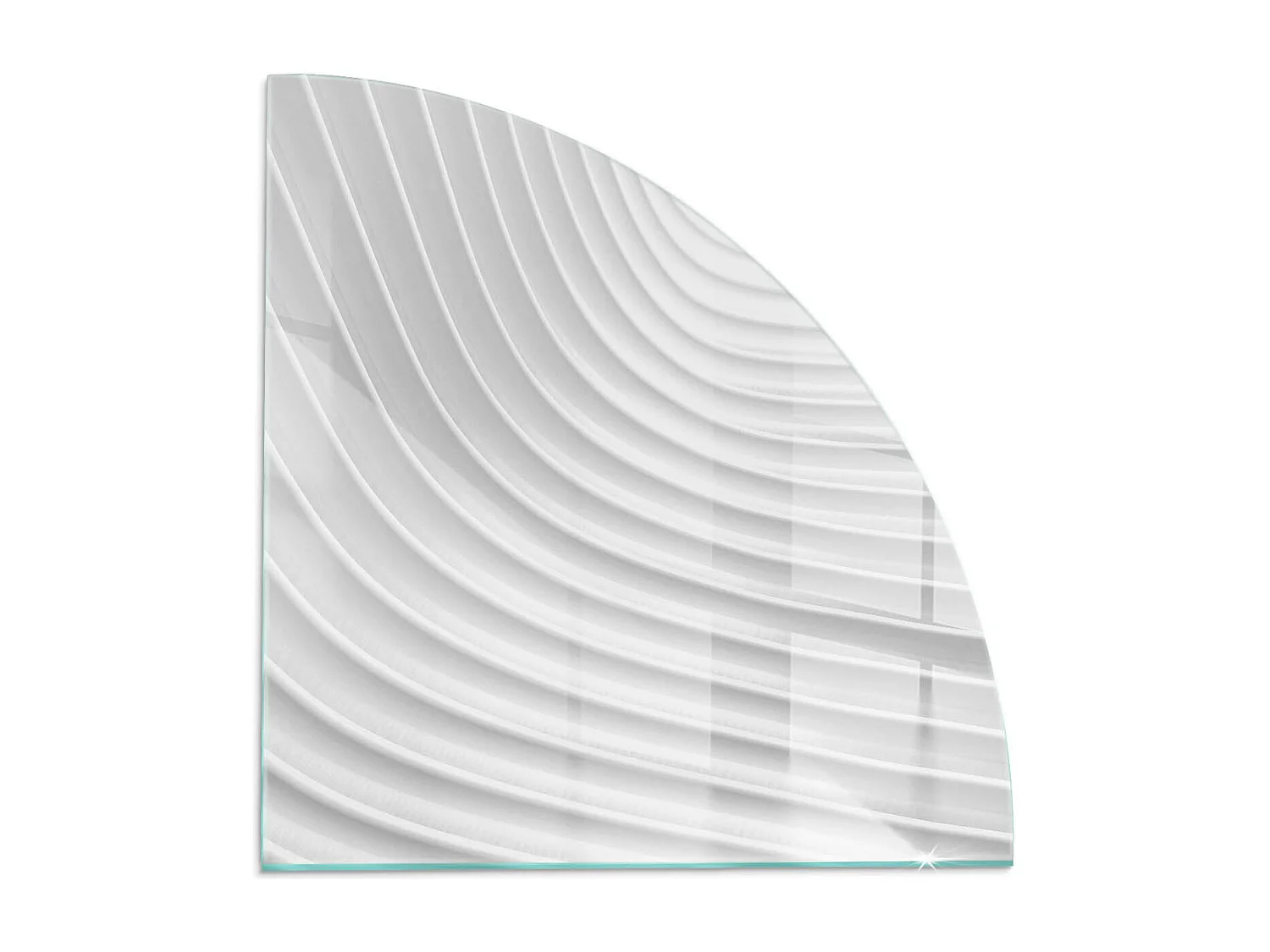 Glasplatte zum Schutz vor Funkenflug, Kaminauflage - Ein Viertel - 1/4 100x100 - Wellen aus zarten Linien