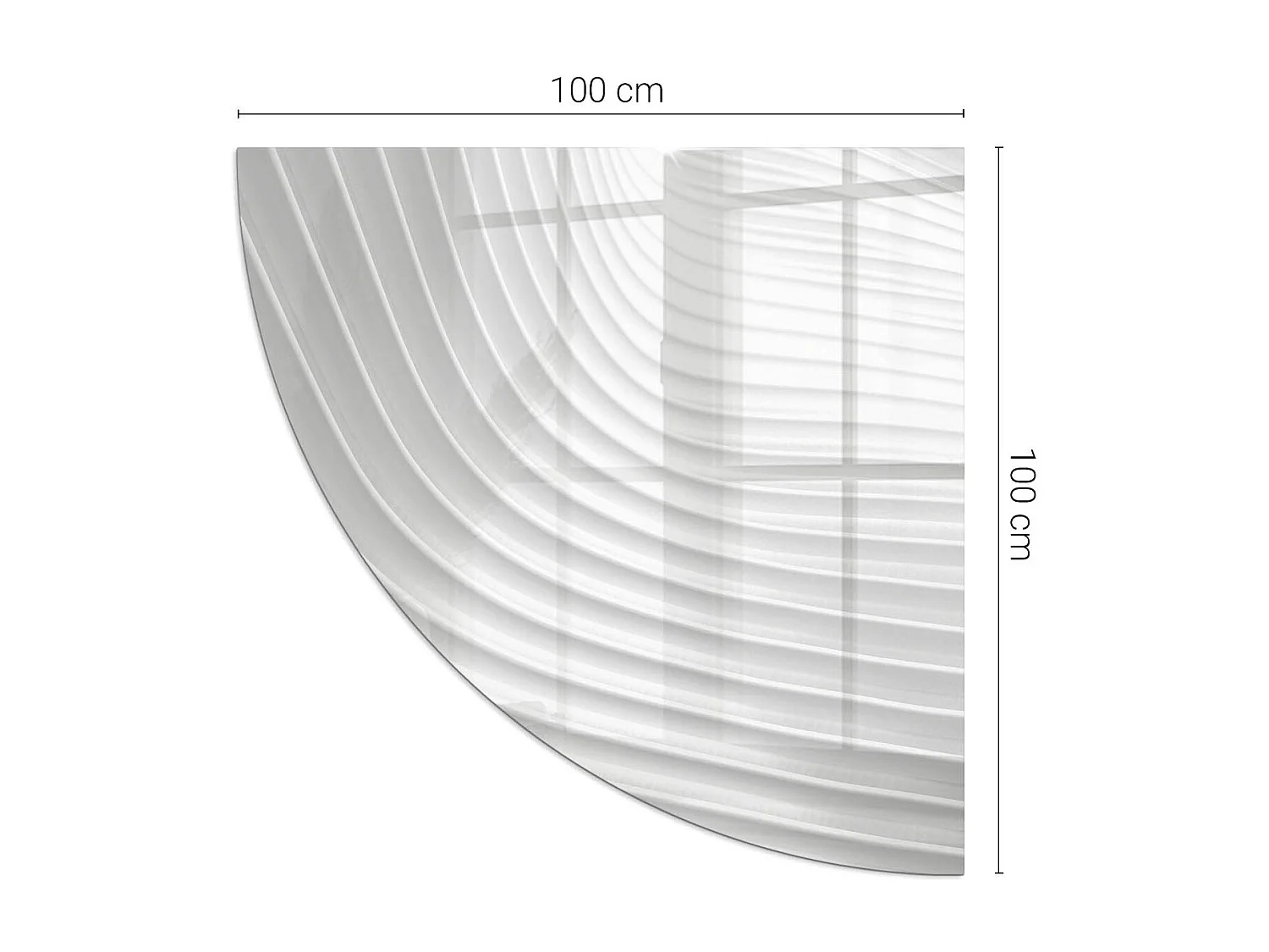 Glasplatte zum Schutz vor Funkenflug, Kaminauflage - Ein Viertel - 1/4 100x100 - Wellen aus zarten Linien
