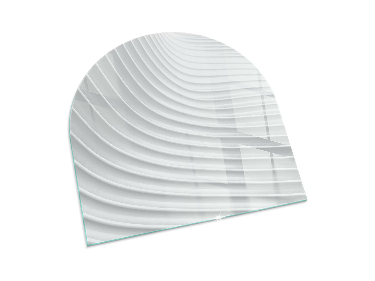 Plaque de sol en verre pour poêle - semi-circulaire - 100x100 - Modèle fluide abstrait