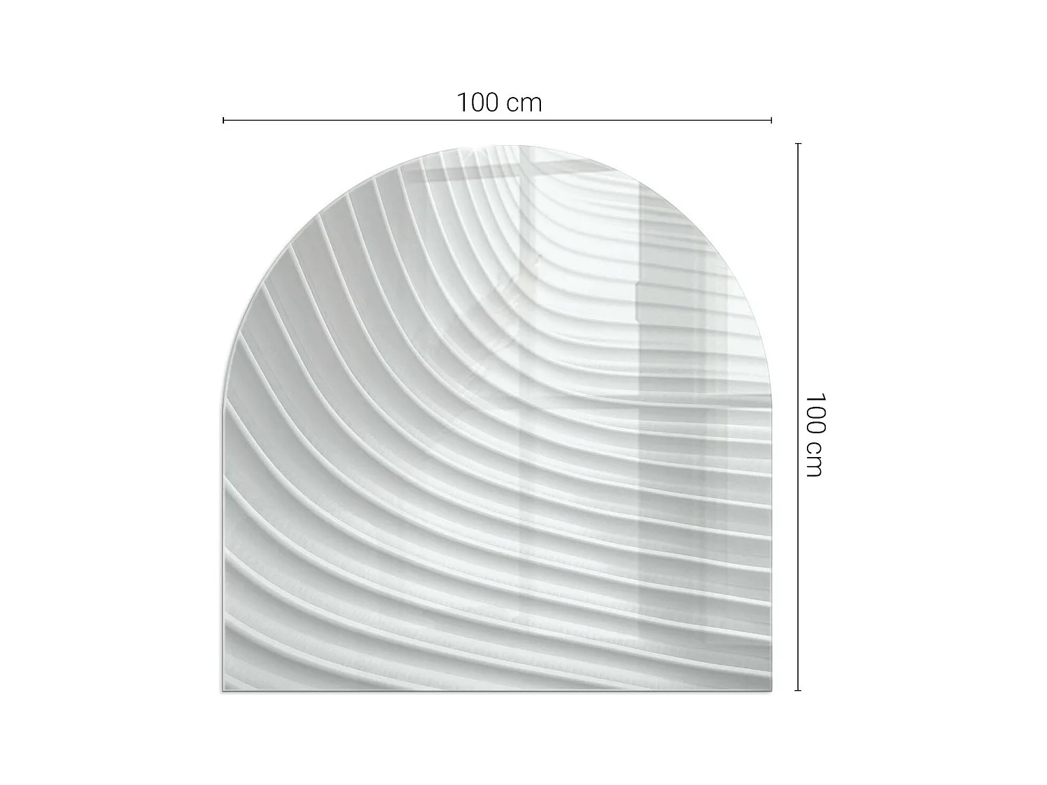 Plaque de sol en verre pour poêle - semi-circulaire - 100x100 - Modèle fluide abstrait