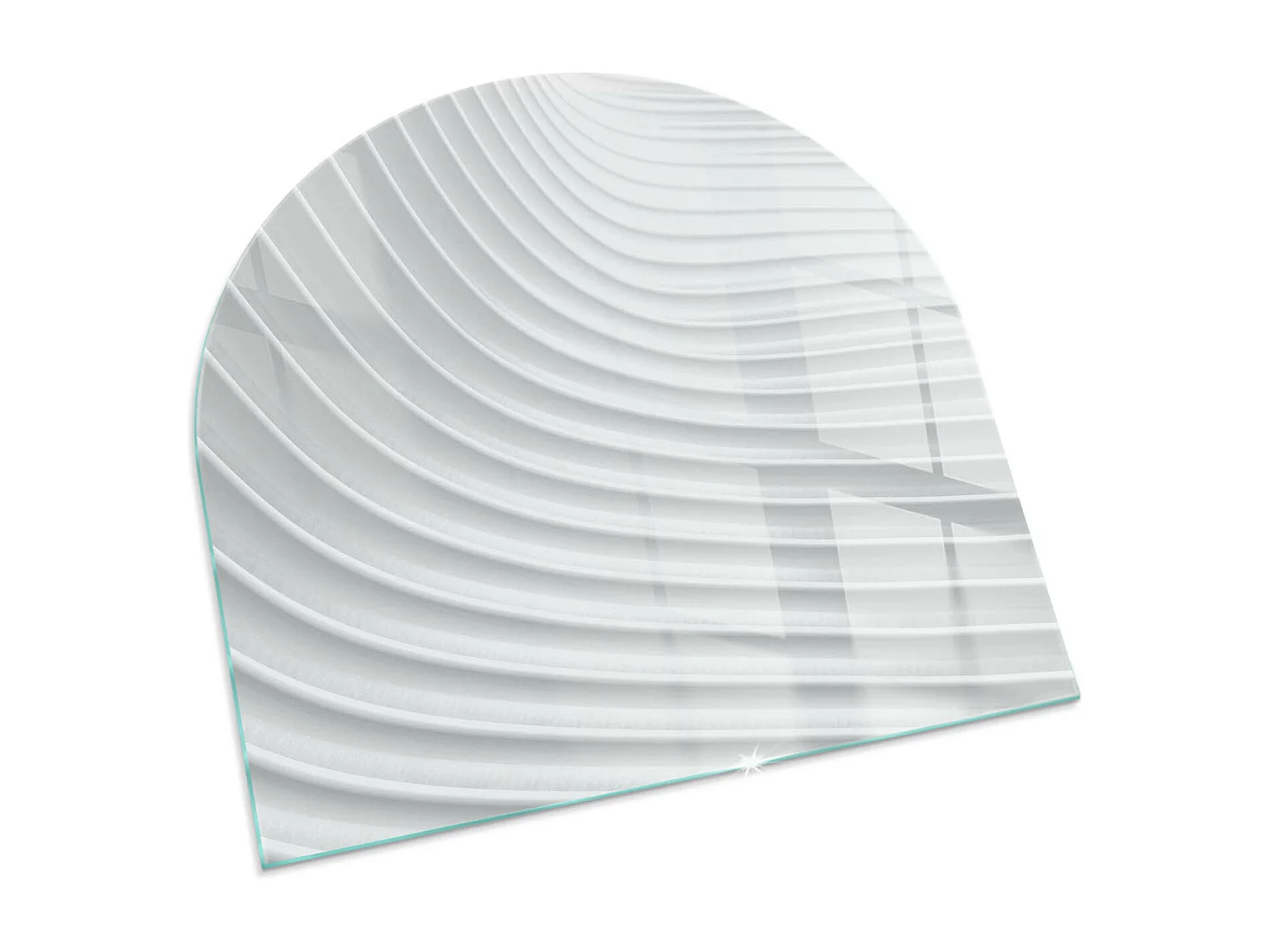 Glasplatte zum Schutz vor Funkenflug, Kaminauflage - halbrund - 100x100 - Abstraktes fließendes Muster