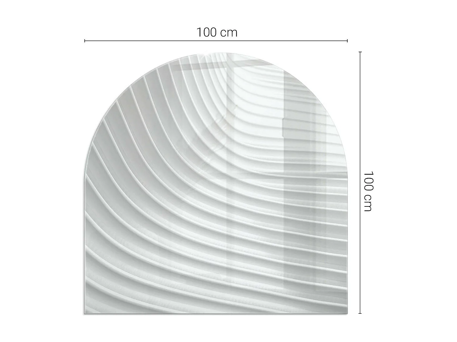 Glasplatte zum Schutz vor Funkenflug, Kaminauflage - halbrund - 100x100 - Abstraktes fließendes Muster