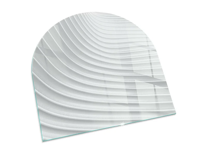 Glasplatte zum Schutz vor Funkenflug, Kaminauflage - halbrund - 100x100 - Abstraktes fließendes Muster