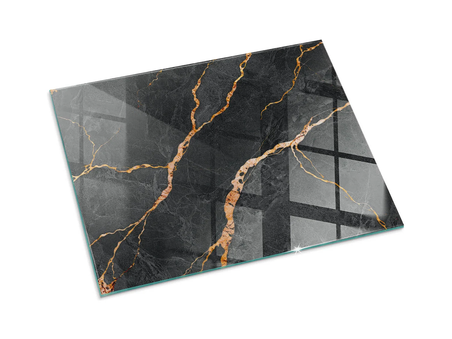 Glasplatte zum Schutz vor Funkenflug, Kaminauflage - Rechteck - 80x60 - Natursteinmuster