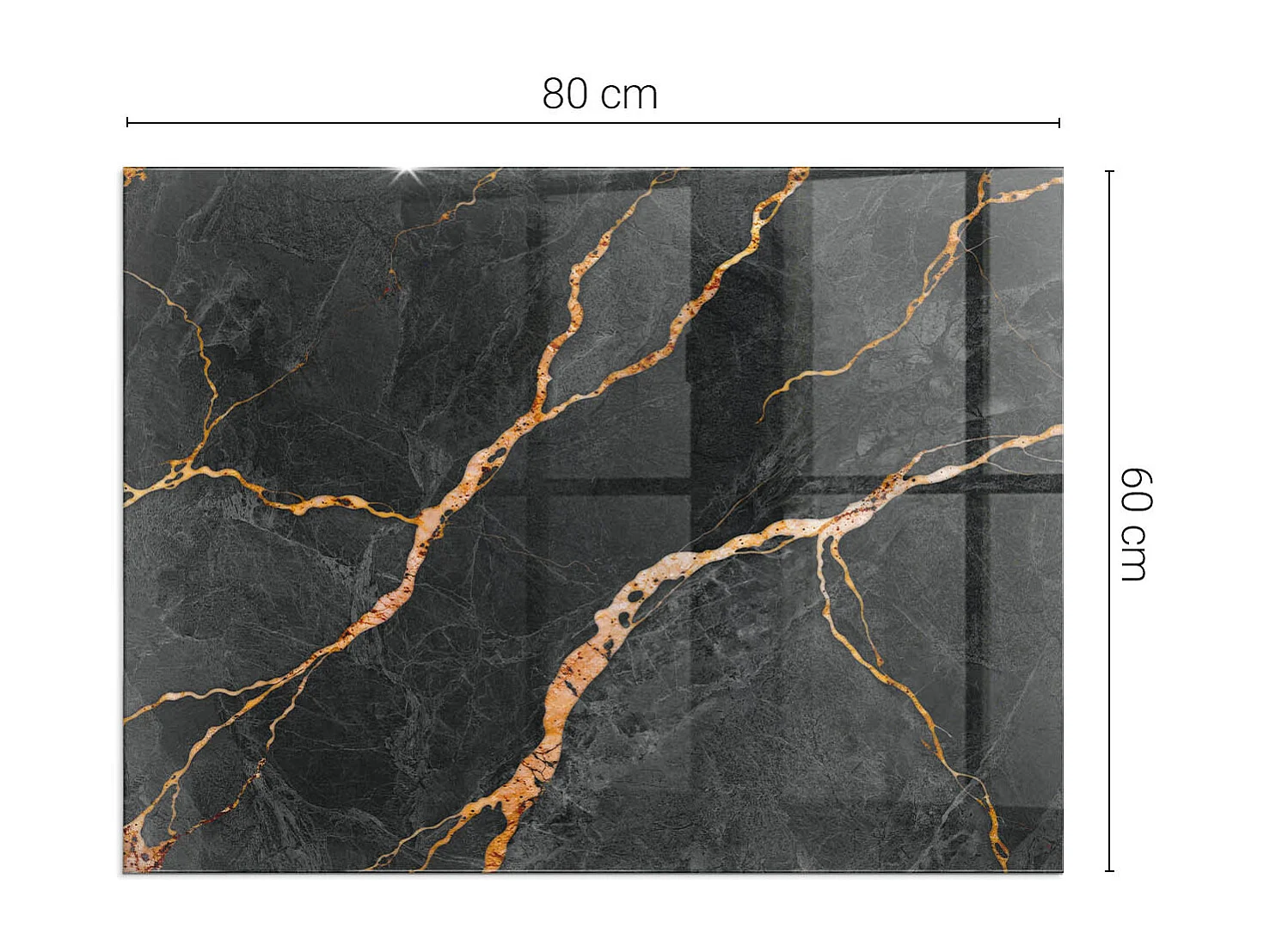 Glasplatte zum Schutz vor Funkenflug, Kaminauflage - Rechteck - 80x60 - Natursteinmuster