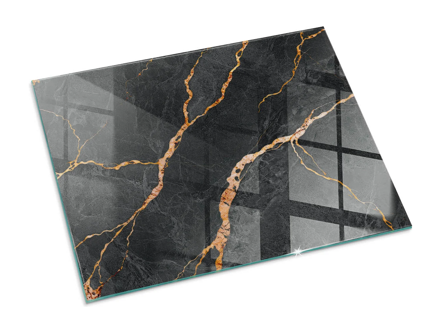 Glasplatte zum Schutz vor Funkenflug, Kaminauflage - Rechteck - 80x60 - Natursteinmuster