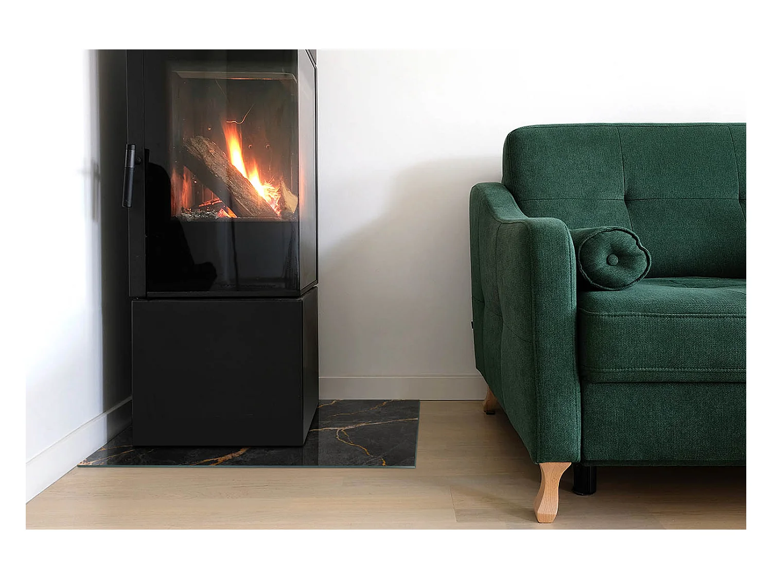 Glasplatte zum Schutz vor Funkenflug, Kaminauflage - Rechteck - 60X40 - Eleganter Marmor mit Adern