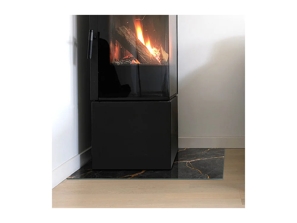 Glasplatte zum Schutz vor Funkenflug, Kaminauflage - Rechteck - 60X40 - Eleganter Marmor mit Adern