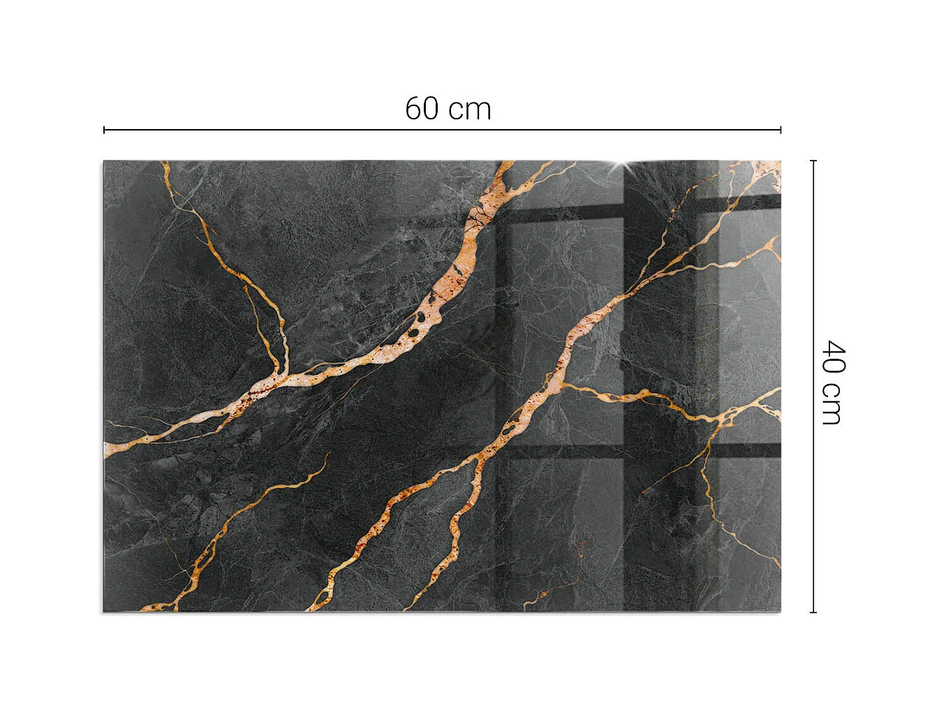 Glasplatte zum Schutz vor Funkenflug, Kaminauflage - Rechteck - 60X40 - Eleganter Marmor mit Adern