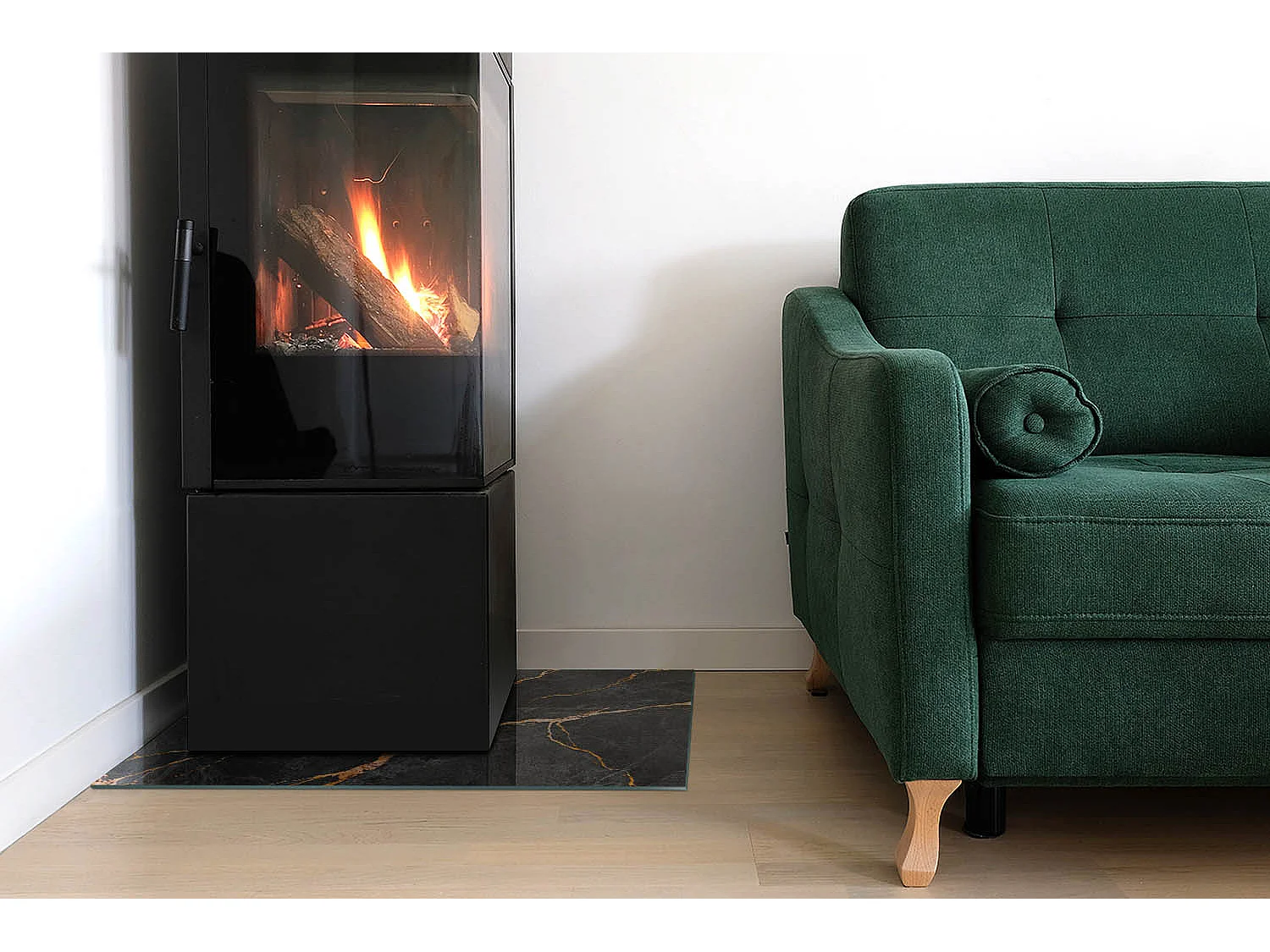 Glasplatte zum Schutz vor Funkenflug, Kaminauflage - Rechteck - 60X40 - Eleganter Marmor mit Adern