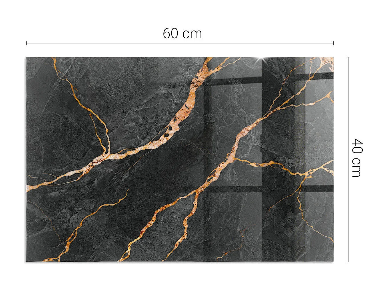 Glasplatte zum Schutz vor Funkenflug, Kaminauflage - Rechteck - 60X40 - Eleganter Marmor mit Adern