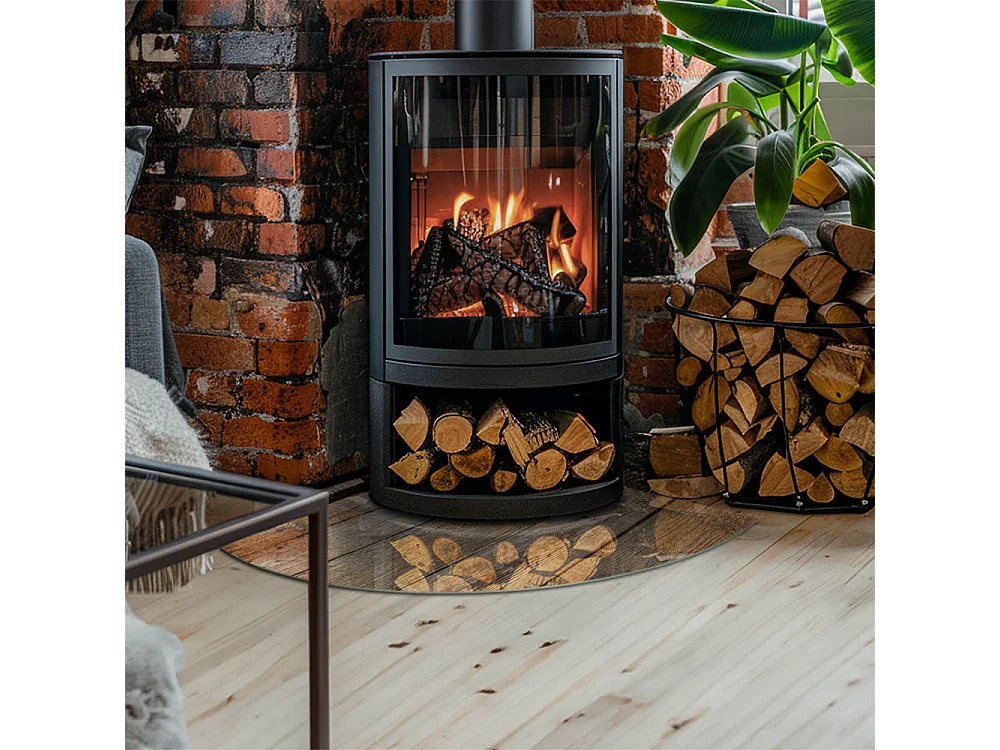 Glasplatte zum Schutz vor Funkenflug, Kaminauflage - Ein Viertel - 1/4 100x100 - Textur von Holzbrettern