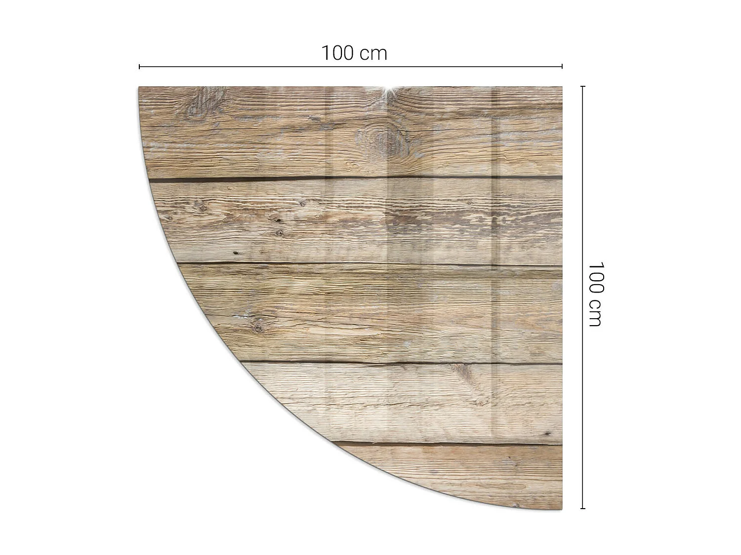 Glasplatte zum Schutz vor Funkenflug, Kaminauflage - Ein Viertel - 1/4 100x100 - Textur von Holzbrettern