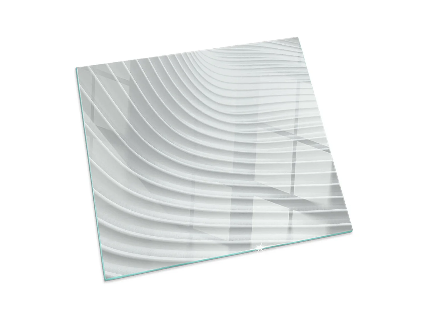 Glasplatte zum Schutz vor Funkenflug, Kaminauflage - Quadrat - 60x60 - Wellen aus zarten Linien