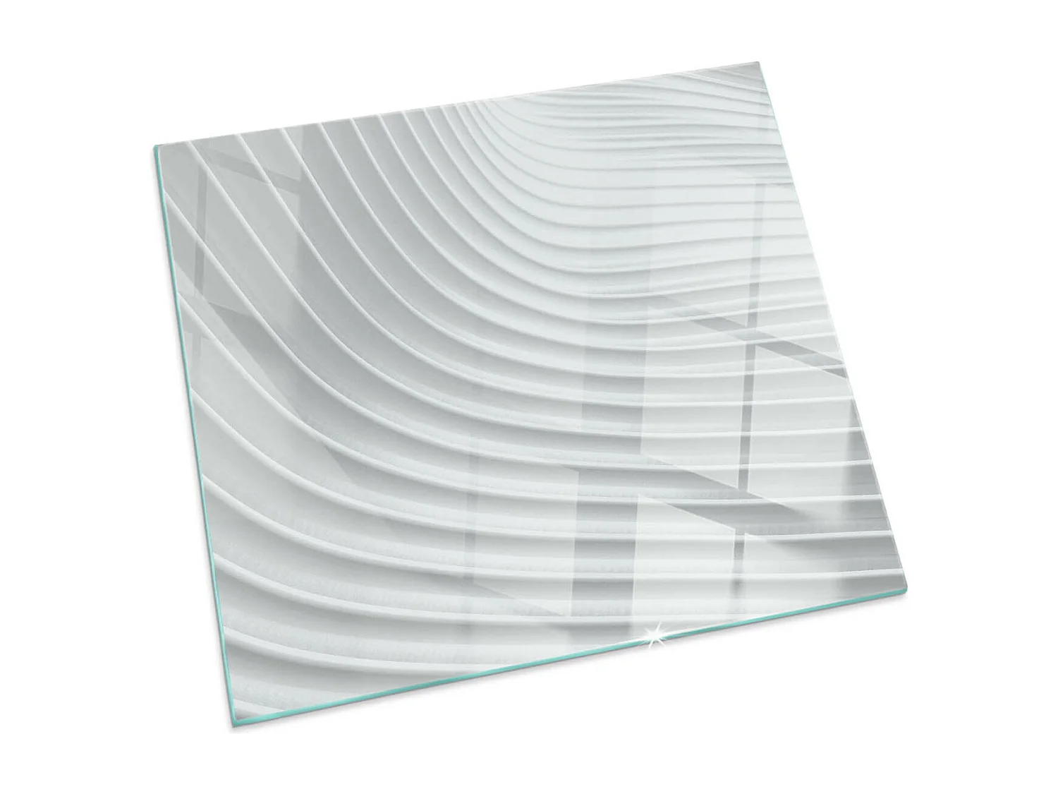 Glasplatte zum Schutz vor Funkenflug, Kaminauflage - Quadrat - 60x60 - Wellen aus zarten Linien