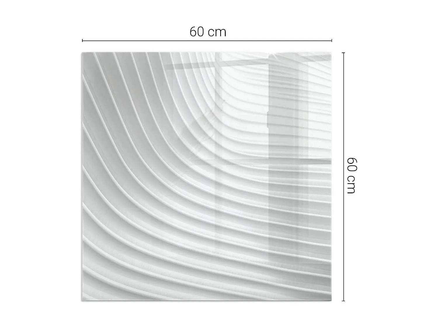 Glasplatte zum Schutz vor Funkenflug, Kaminauflage - Quadrat - 60x60 - Wellen aus zarten Linien