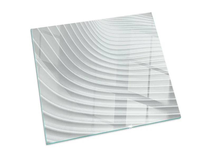 Glasplatte zum Schutz vor Funkenflug, Kaminauflage - Quadrat - 60x60 - Wellen aus zarten Linien