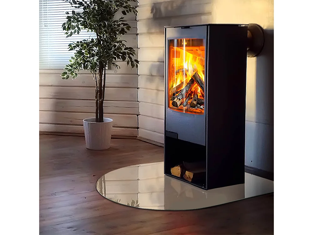 Plaque de sol en verre pour poêle - semi-circulaire - 100x100 - Couleur gris-vert