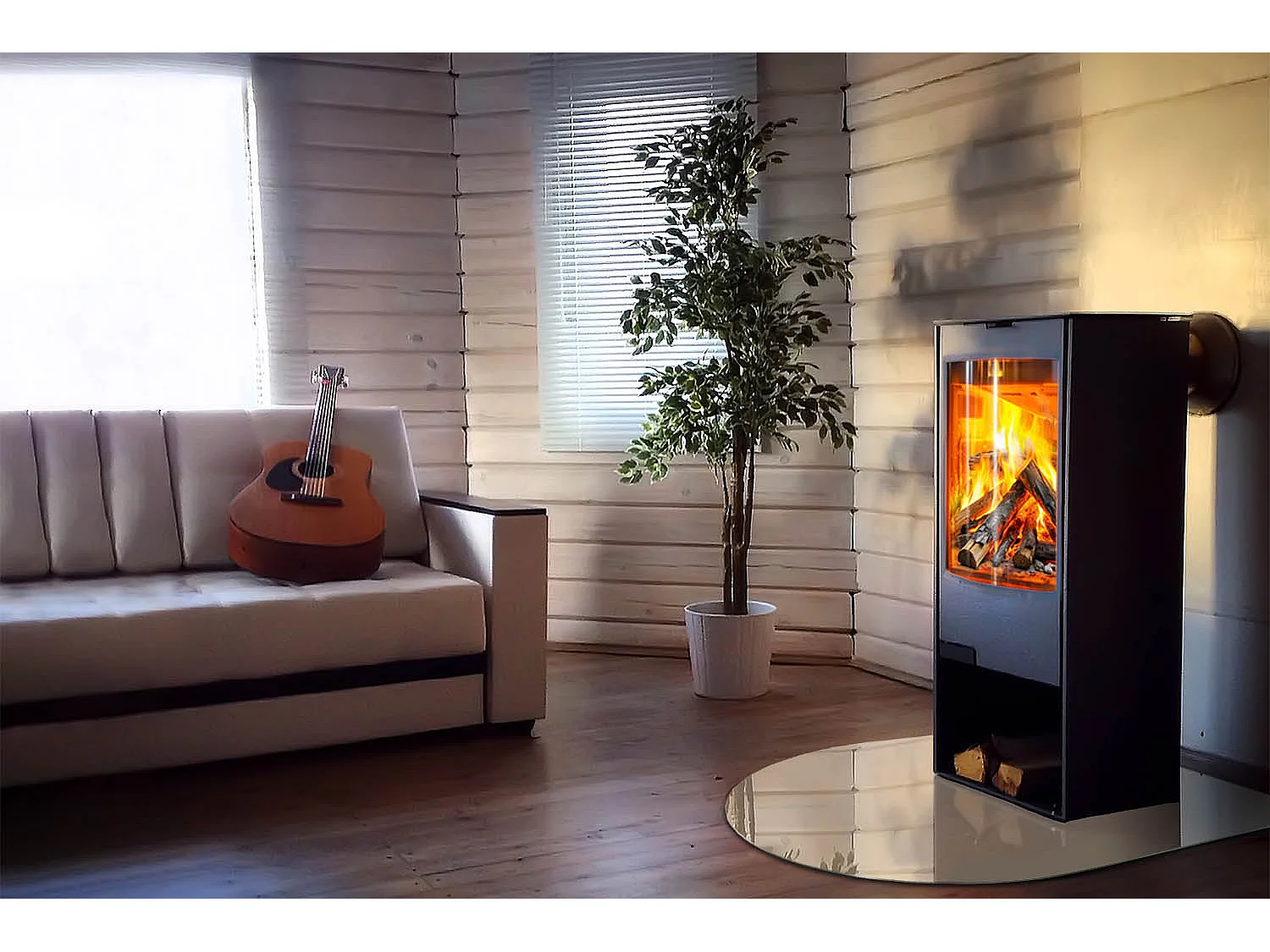 Vloerplaat voor houtkachel, onder open haard - halfrond - 100x100 - Kleur grijsgroen