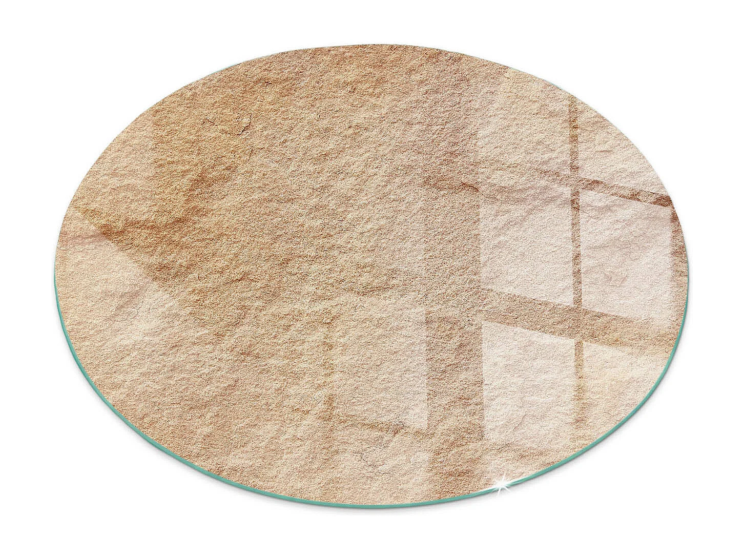 Glasplatte zum Schutz vor Funkenflug, Kaminauflage - Rad - 50x50 - Natursteinstruktur