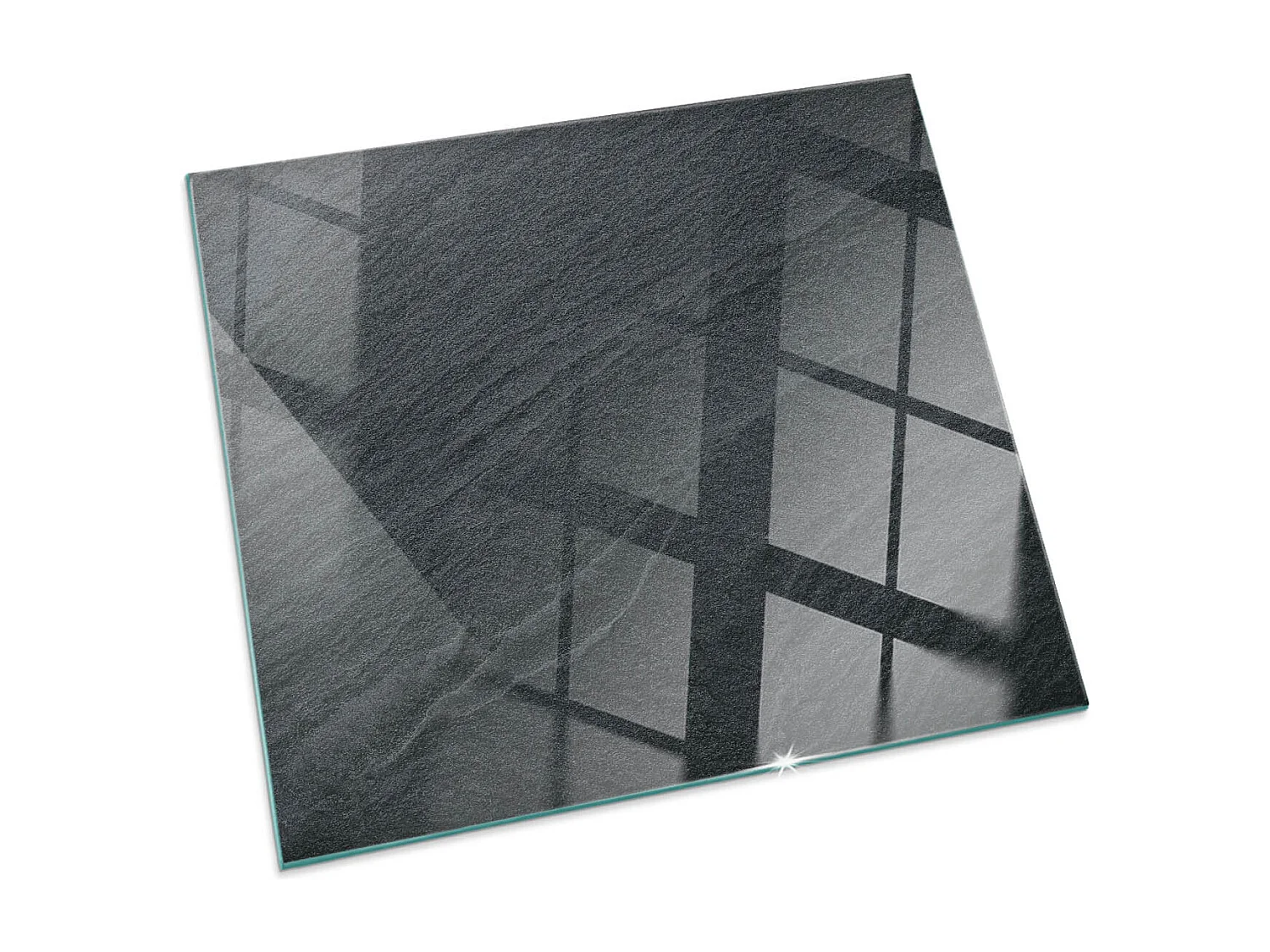 Plaque de sol en verre pour poêle - Carré - 60x60 - Texture de pierre naturelle