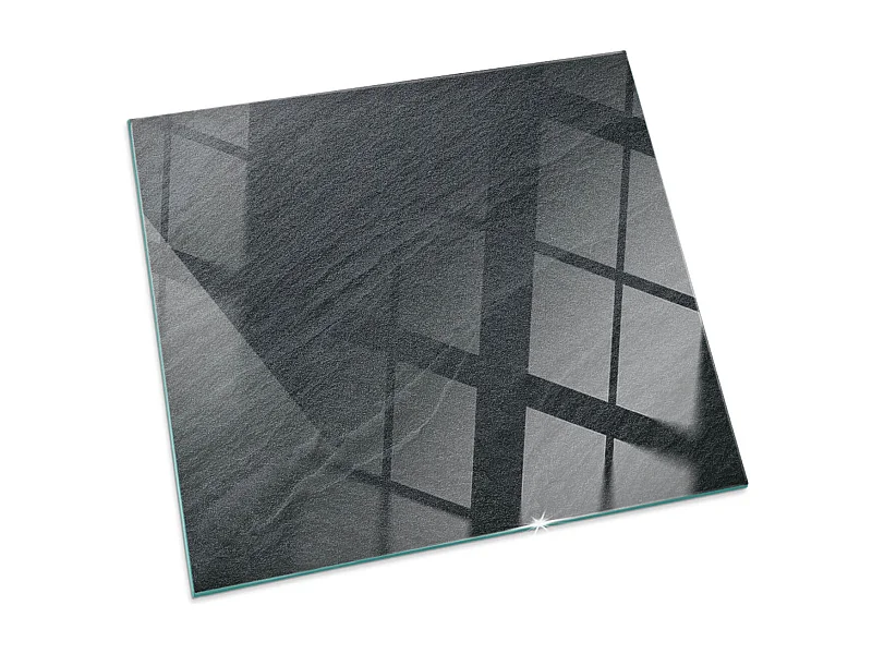 Glasplatte zum Schutz vor Funkenflug, Kaminauflage - Quadrat - 60x60 - Natursteinstruktur