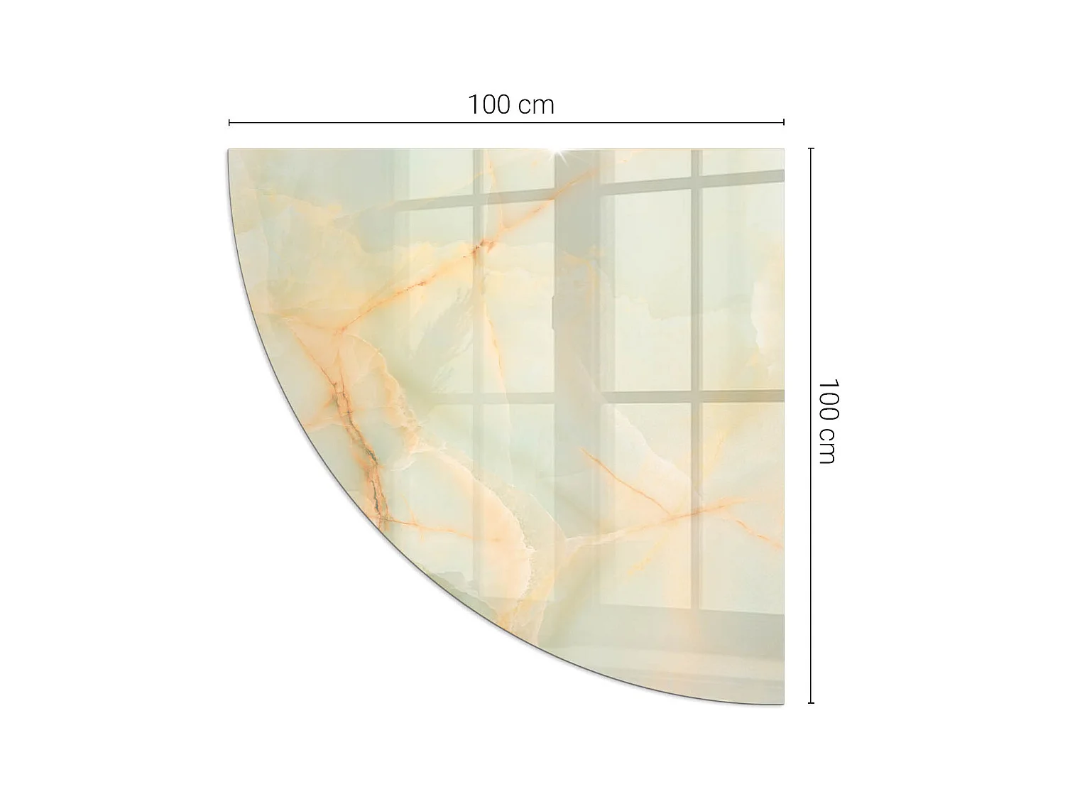 Plaque de sol en verre pour poêle - Un quart - 1/4 100x100 - Modèle de marbre abstrait