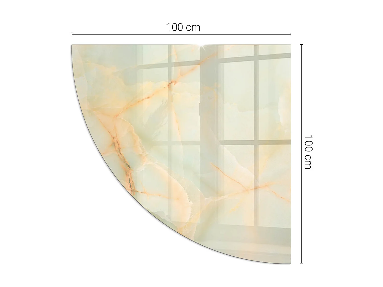 Glasplatte zum Schutz vor Funkenflug, Kaminauflage - Ein Viertel - 1/4 100x100 - Abstraktes Marmormuster